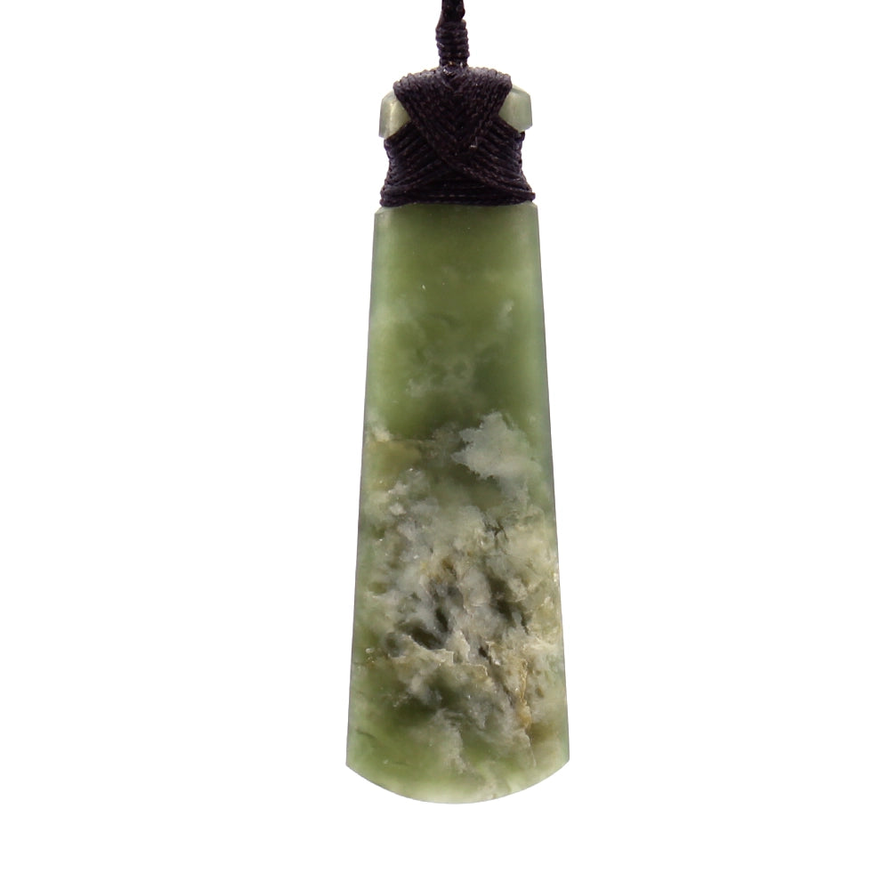 New Zealand Flower Jade Toki Pendant with Adjustable Hemp Cord