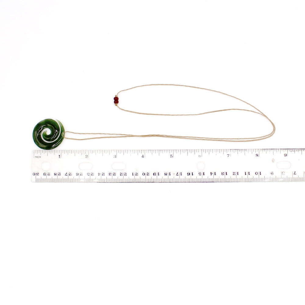 New Zealand Green Jade Koru Fern Pendant with Adjustable Hemp Cord