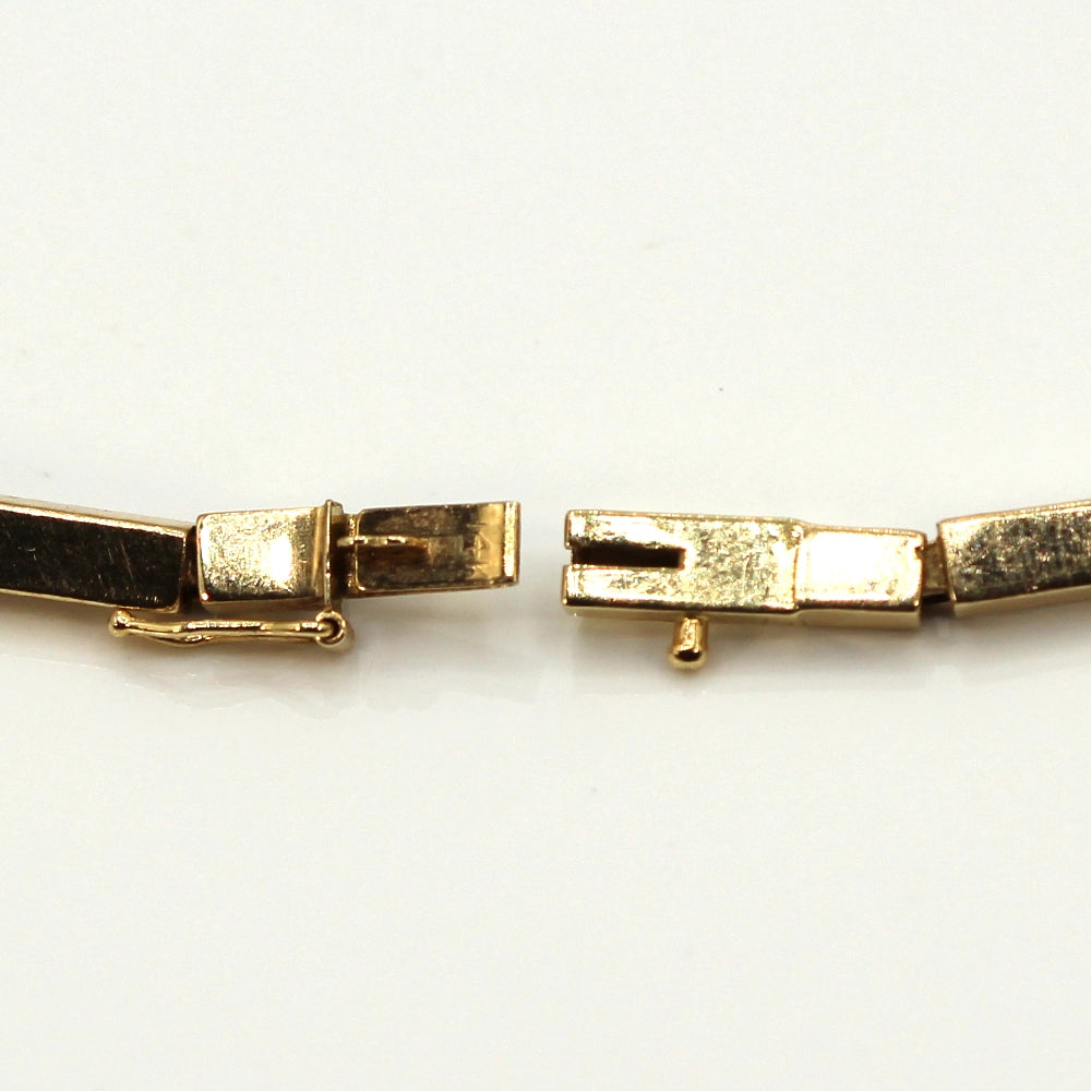 Vintage 80’s Chevron Necklace with Diamonds, Black Onyx, and 14K Yellow Gold