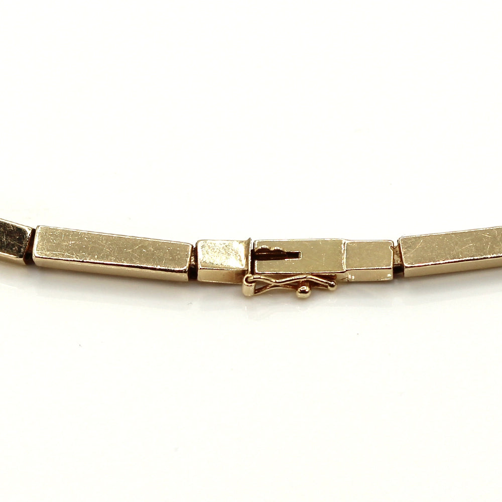 Vintage 80’s Chevron Necklace with Diamonds, Black Onyx, and 14K Yellow Gold