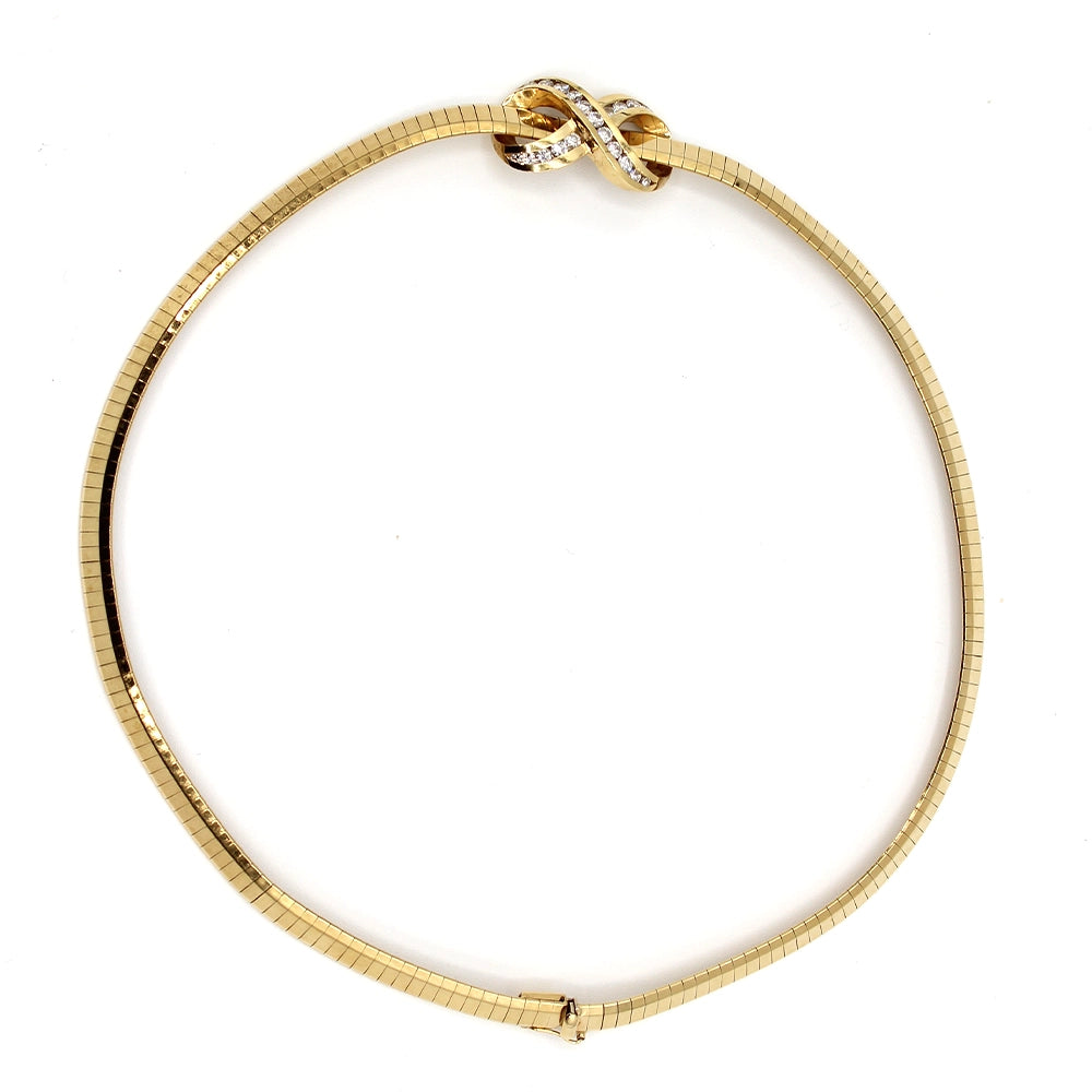 Vintage 90’s Y2K Omega Infinity Necklace with Diamonds and 14K Yellow Gold