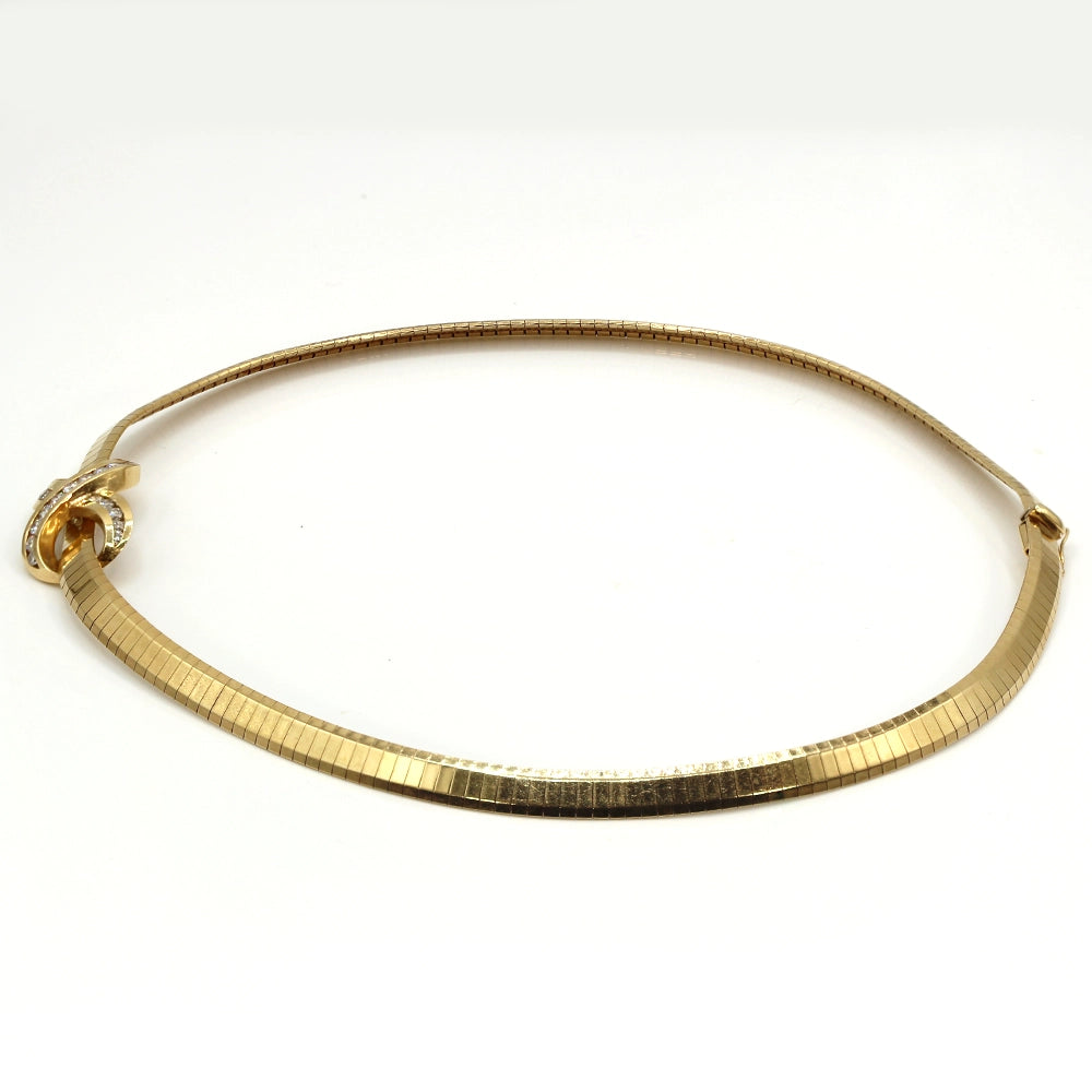 Vintage 90’s Y2K Omega Infinity Necklace with Diamonds and 14K Yellow Gold