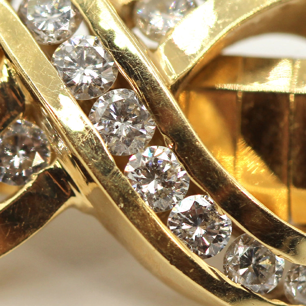 Vintage 90’s Y2K Omega Infinity Necklace with Diamonds and 14K Yellow Gold