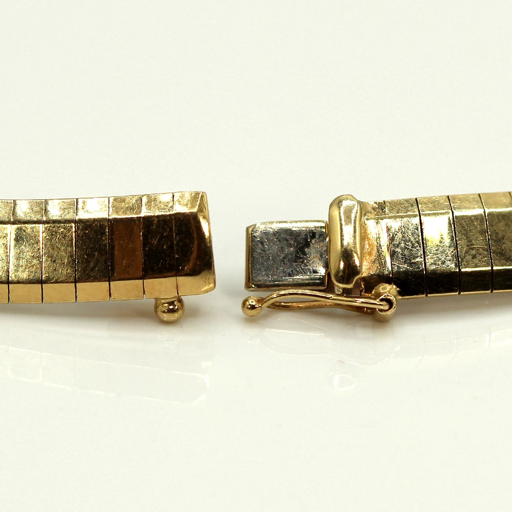 Vintage 90’s Y2K Omega Infinity Necklace with Diamonds and 14K Yellow Gold