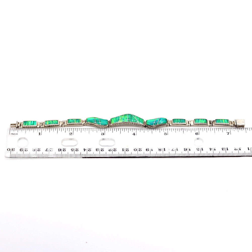 Silver and Opal Wave Bracelet SIZE 7
