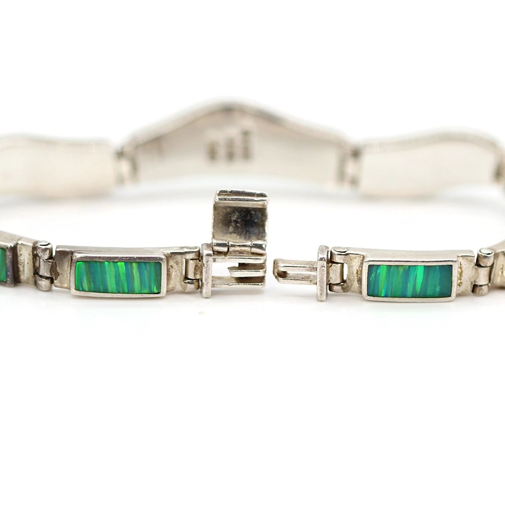 Silver and Opal Wave Bracelet SIZE 7