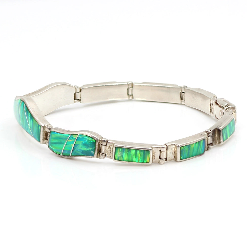 Silver and Opal Wave Bracelet SIZE 7