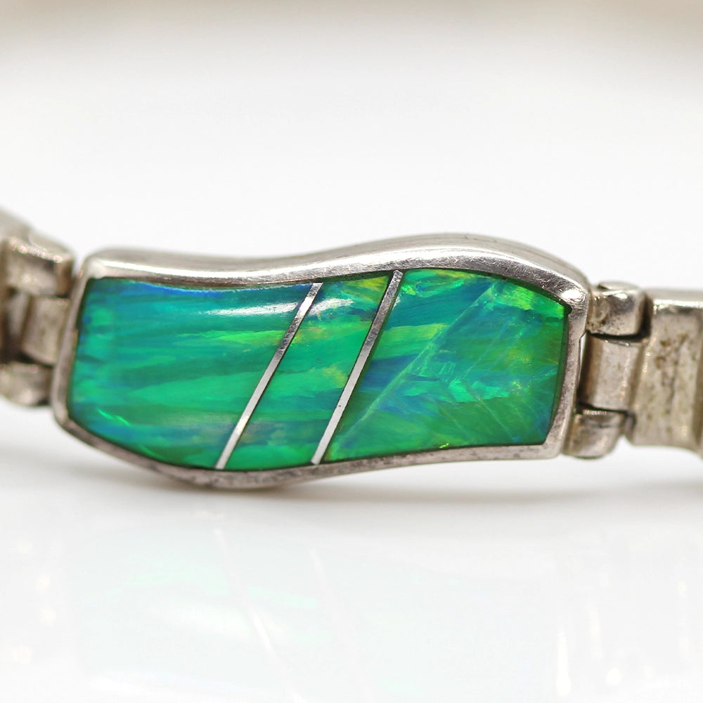 Silver and Opal Wave Bracelet SIZE 7