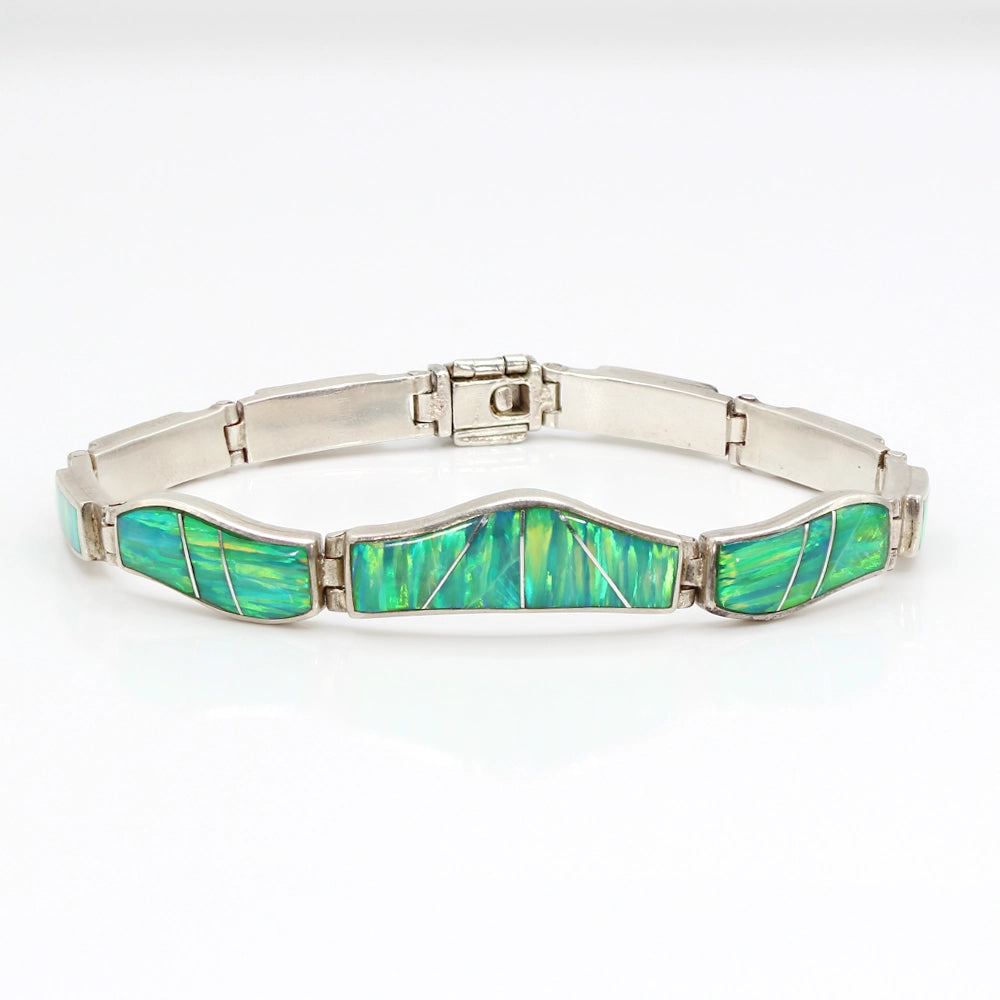 Silver and Opal Wave Bracelet SIZE 7