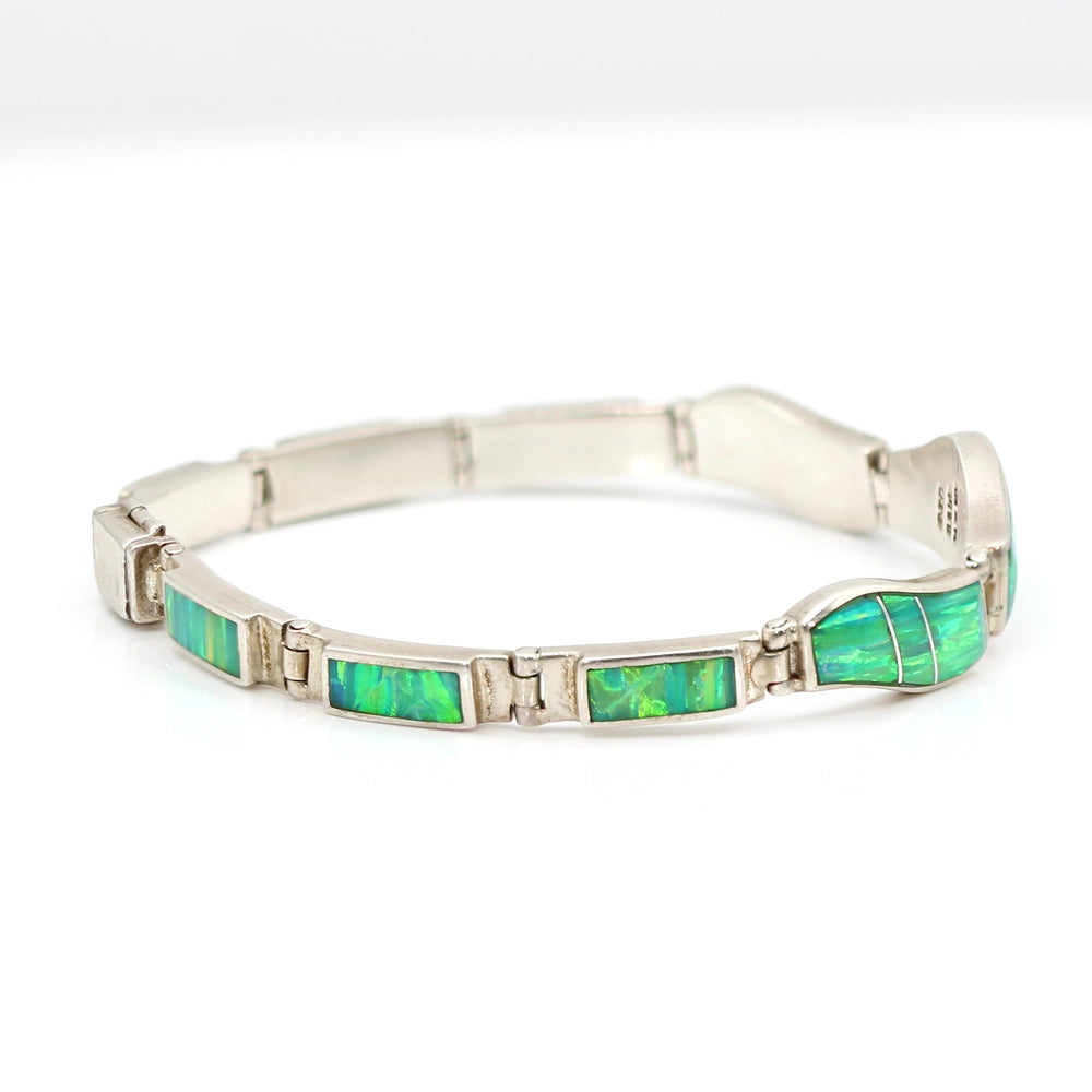 Silver and Opal Wave Bracelet SIZE 7