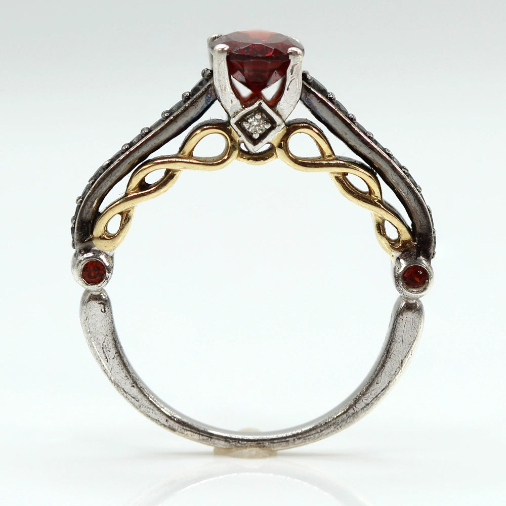 Disney Enchanted Villains Evil Queen Red Garnet and Diamond Multi Toned Ring SIZE 6.75