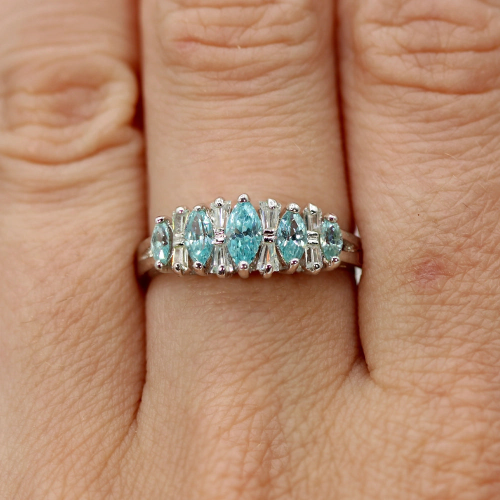 Blue and White CZ Ring SIZE 7