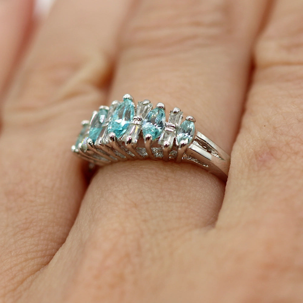 Blue and White CZ Ring SIZE 7