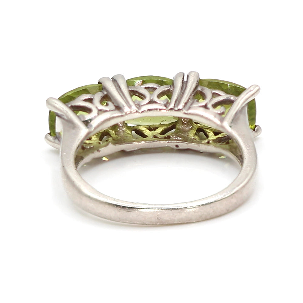 Sterling Silver and Chessboard Cut Peridot Ring SIZE 7.75