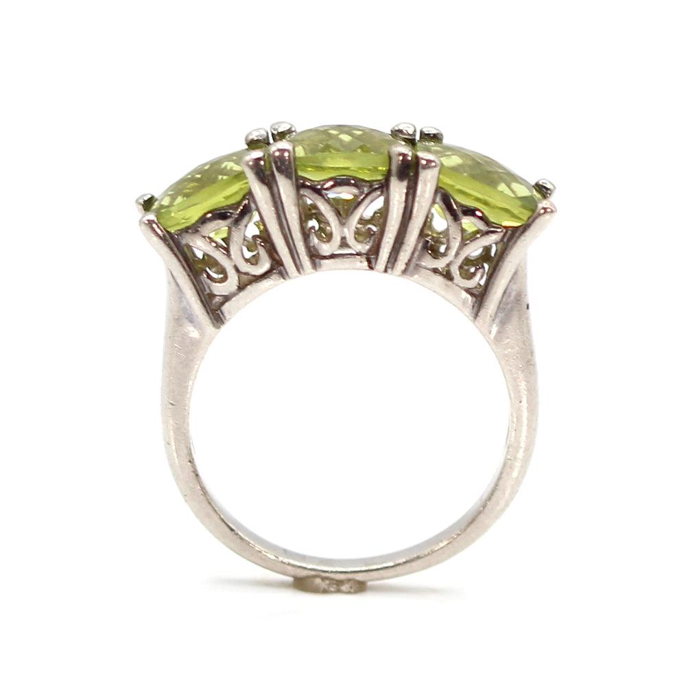 Sterling Silver and Chessboard Cut Peridot Ring SIZE 7.75