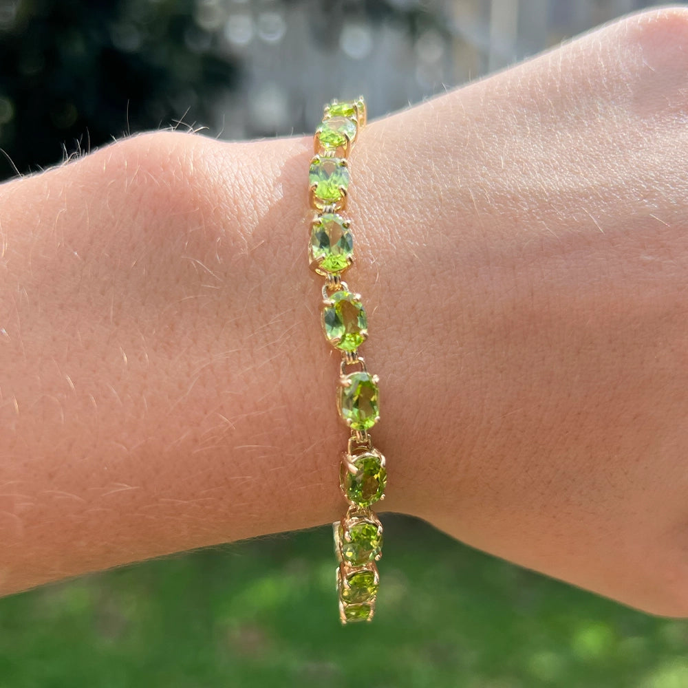 10K Yellow Gold 20ctw Peridot Tennis Bracelet SIZE 7