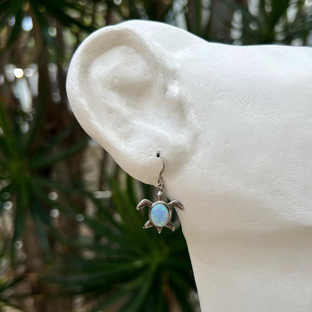 Sterling Silver and Opal Turtle Earrings