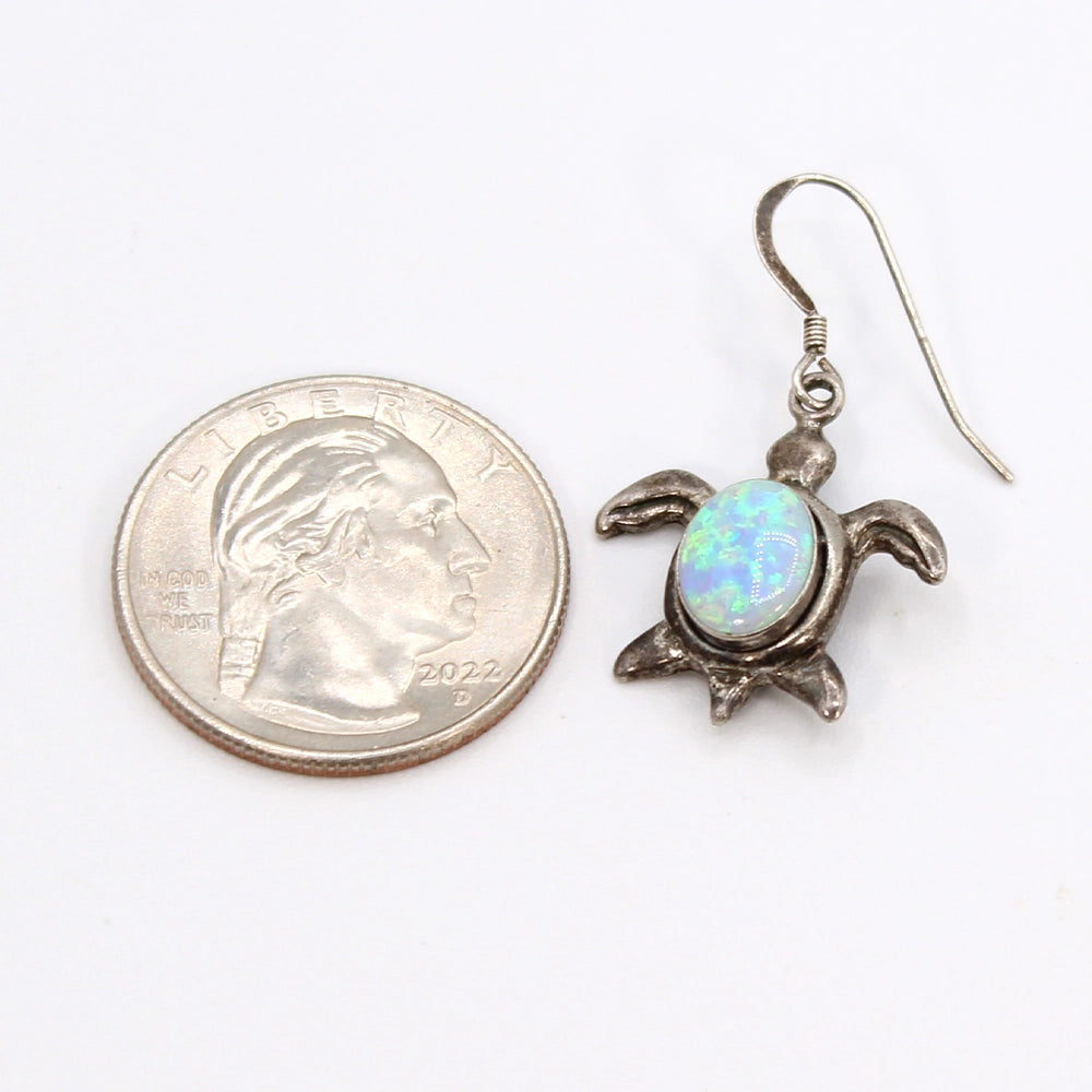 Sterling Silver and Opal Turtle Earrings