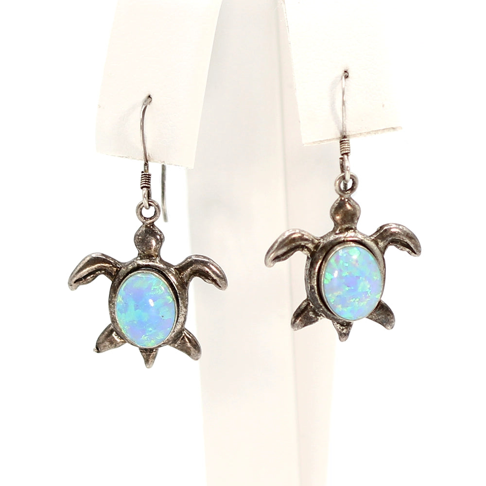 Sterling Silver and Opal Turtle Earrings