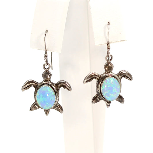 Sterling Silver and Opal Turtle Earrings