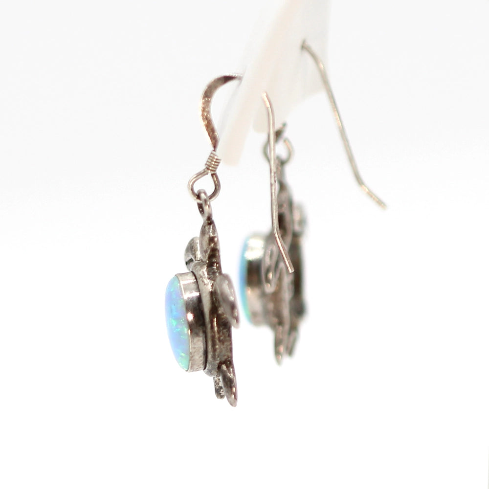Sterling Silver and Opal Turtle Earrings