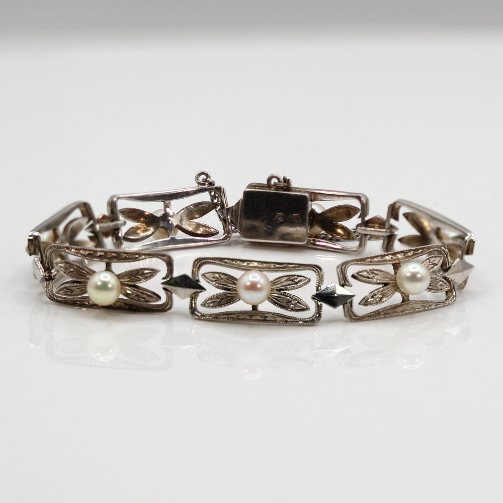 Mikimoto Sterling Silver and Pearl Bracelet SIZE 6.5