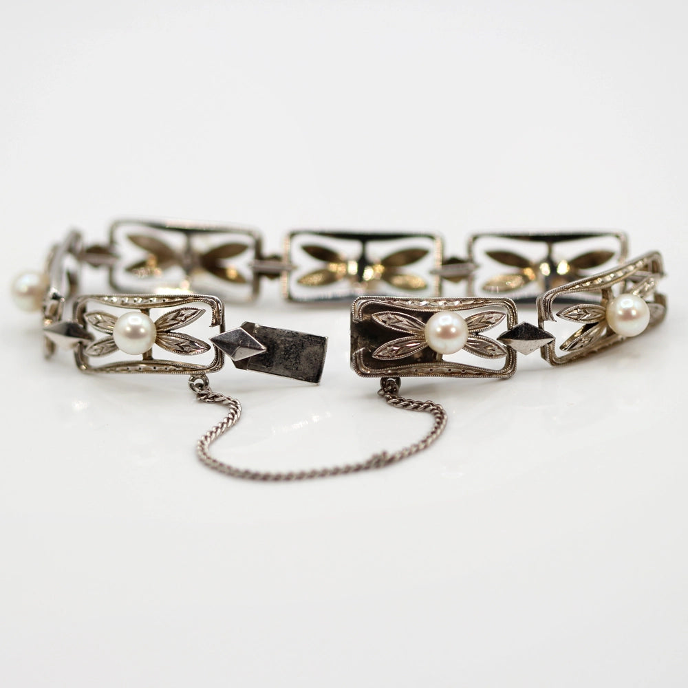 Mikimoto Sterling Silver and Pearl Bracelet SIZE 6.5
