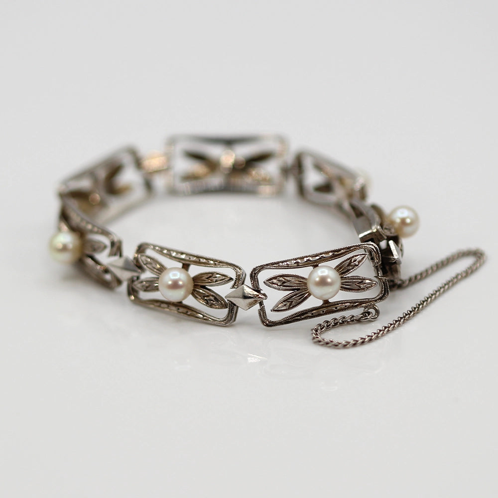 Mikimoto Sterling Silver and Pearl Bracelet SIZE 6.5