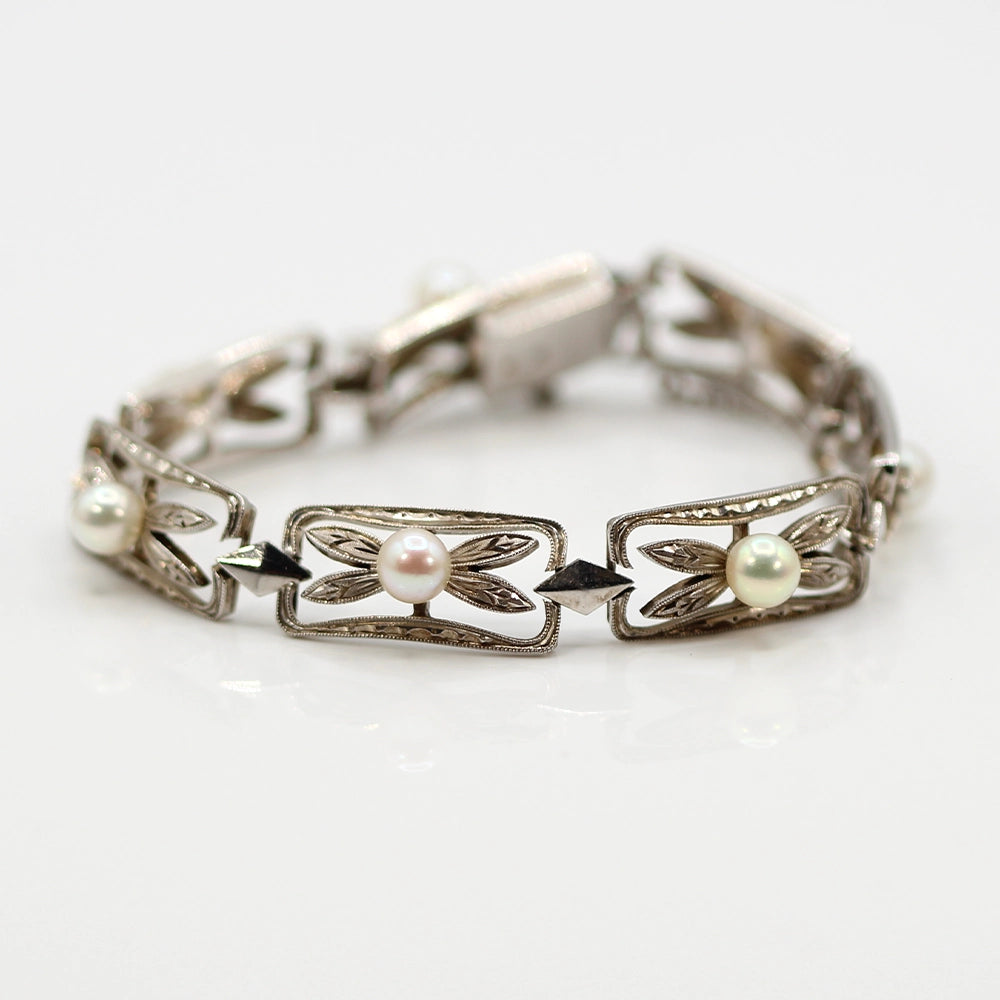 Mikimoto Sterling Silver and Pearl Bracelet SIZE 6.5