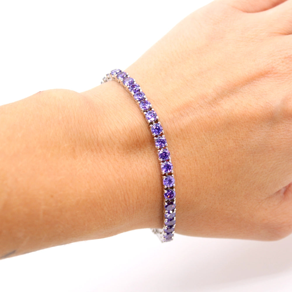 Sterling Silver Lavender CZ Tennis Bracelet SIZE 7