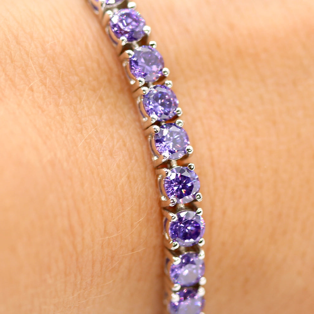 Sterling Silver Lavender CZ Tennis Bracelet SIZE 7