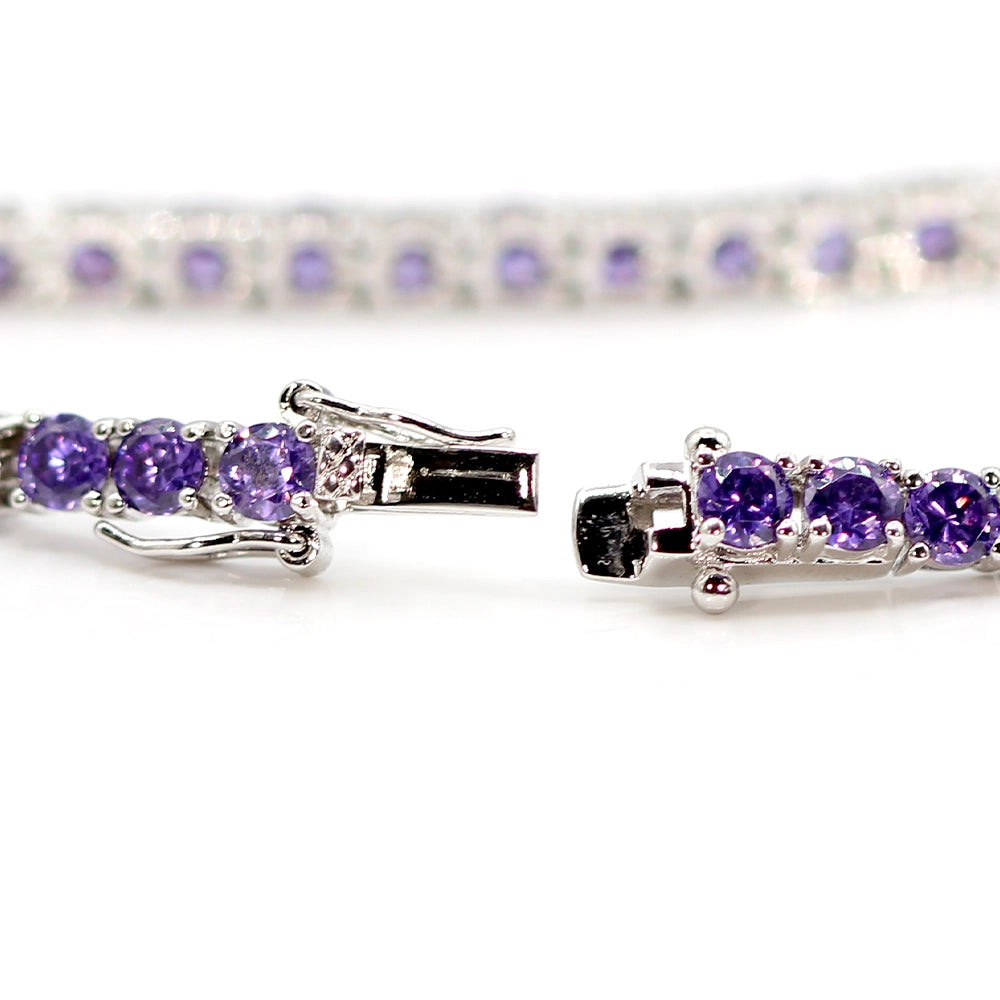 Sterling Silver Lavender CZ Tennis Bracelet SIZE 7