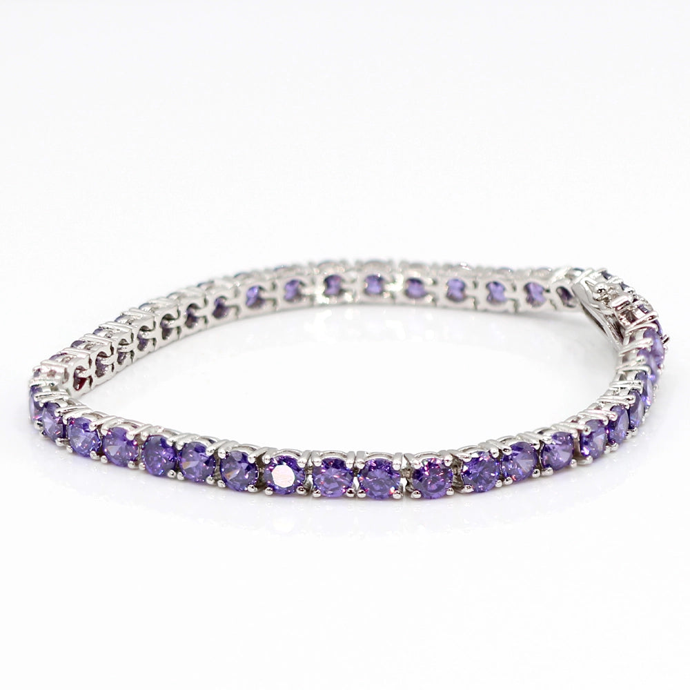 Sterling Silver Lavender CZ Tennis Bracelet SIZE 7