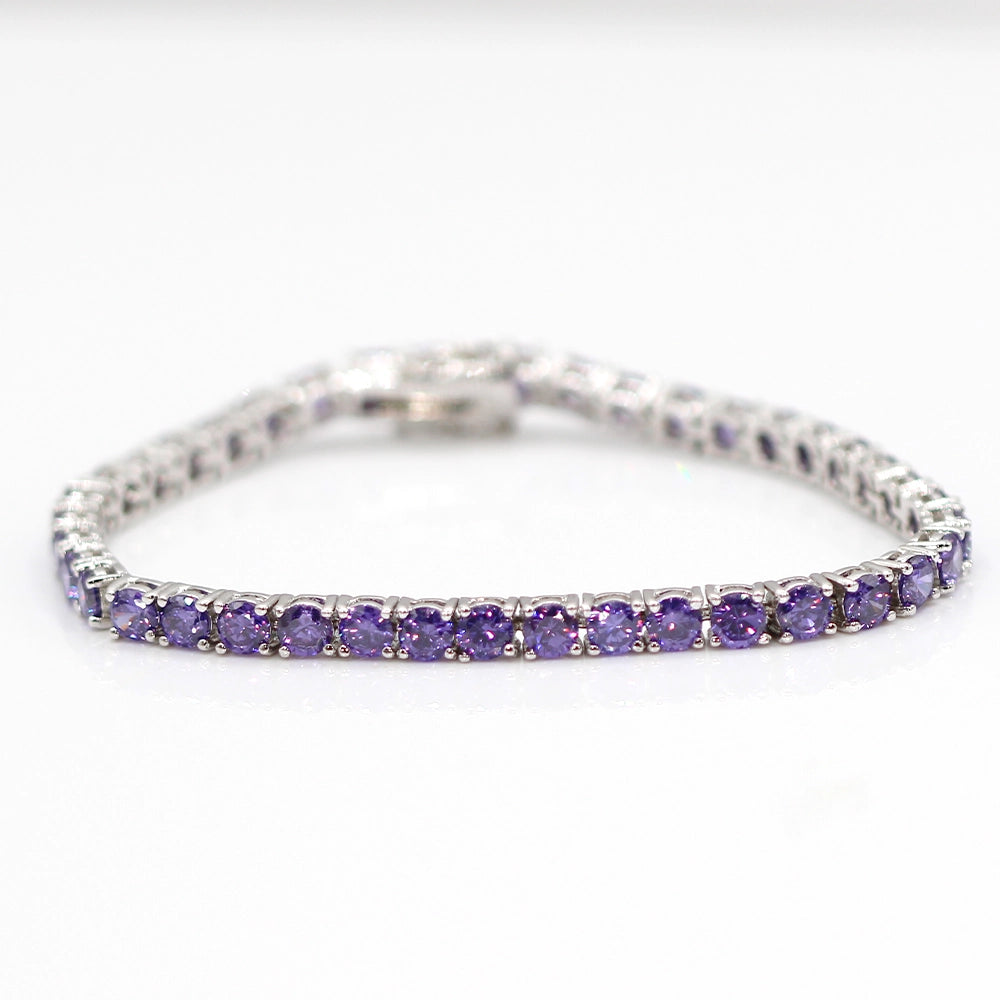 Sterling Silver Lavender CZ Tennis Bracelet SIZE 7