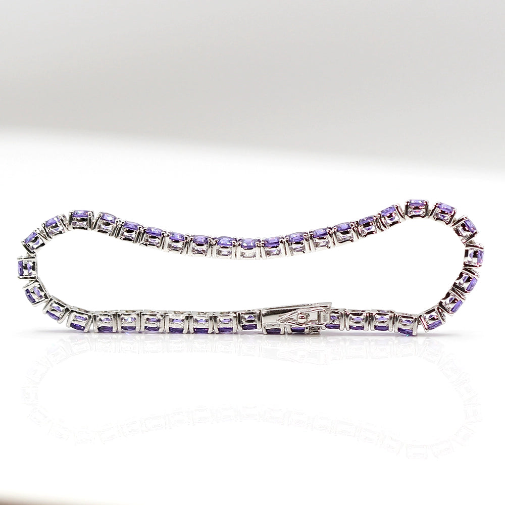 Sterling Silver Lavender CZ Tennis Bracelet SIZE 7