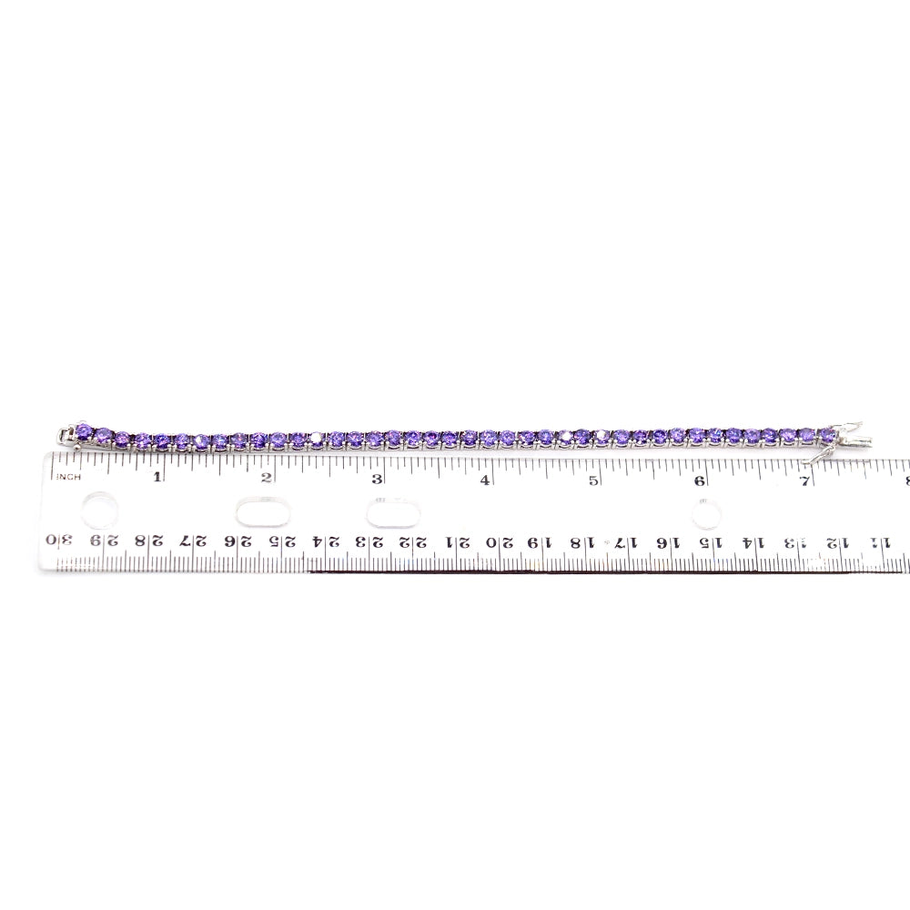 Sterling Silver Lavender CZ Tennis Bracelet SIZE 7