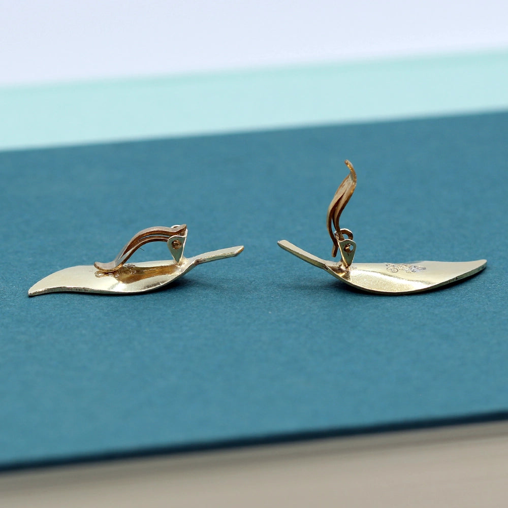 David Andersen Norway Sterling Silver Leaf Brooch and Earring Set