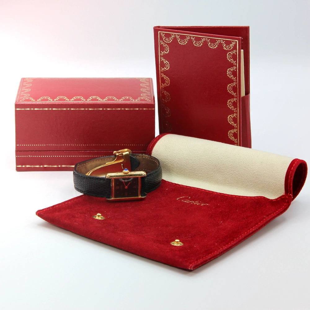 Must de Cartier Vermeil Tank Ladies Watch with Box and Docs SIZE 6.75