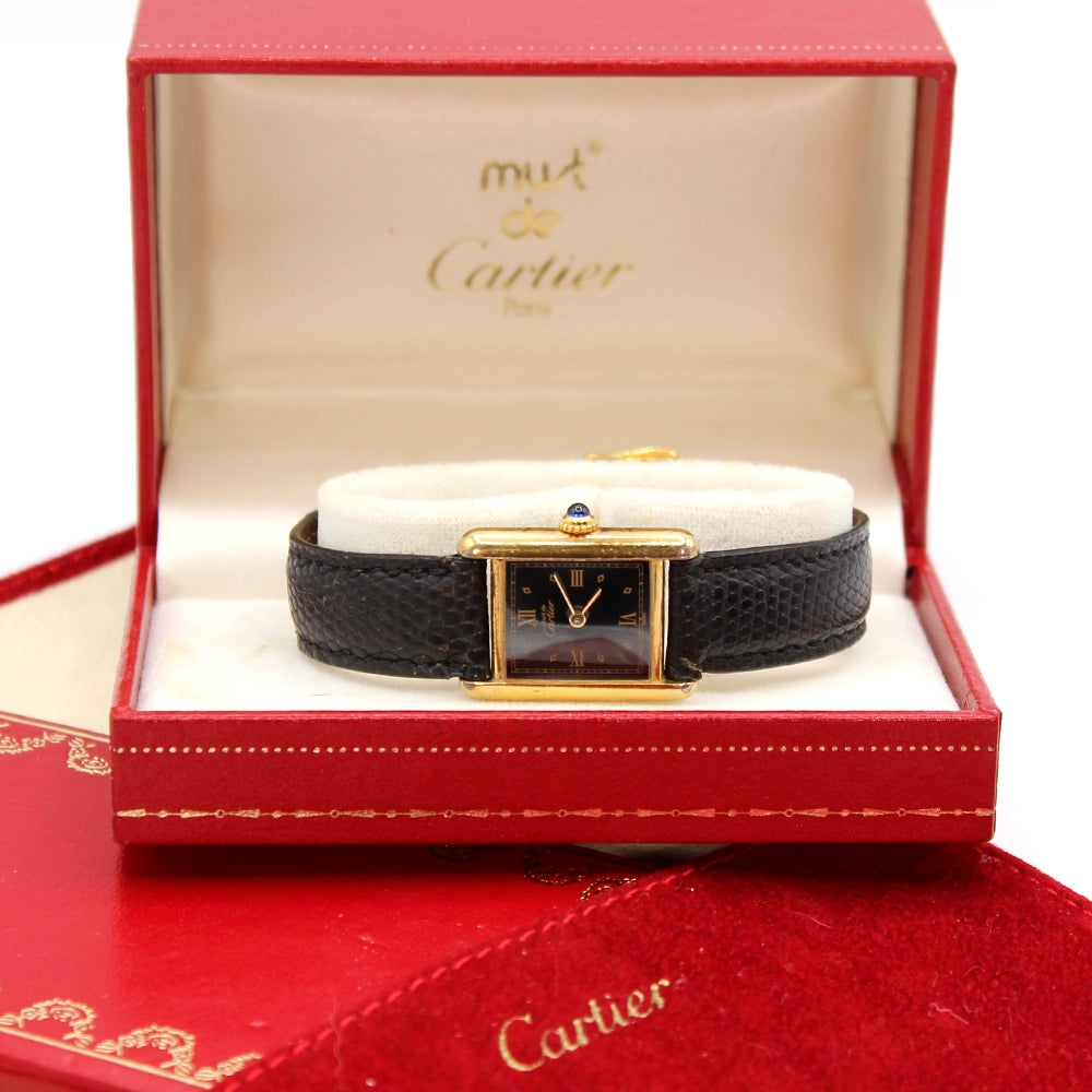 Must de Cartier Vermeil Tank Ladies Watch with Box and Docs SIZE 6.75