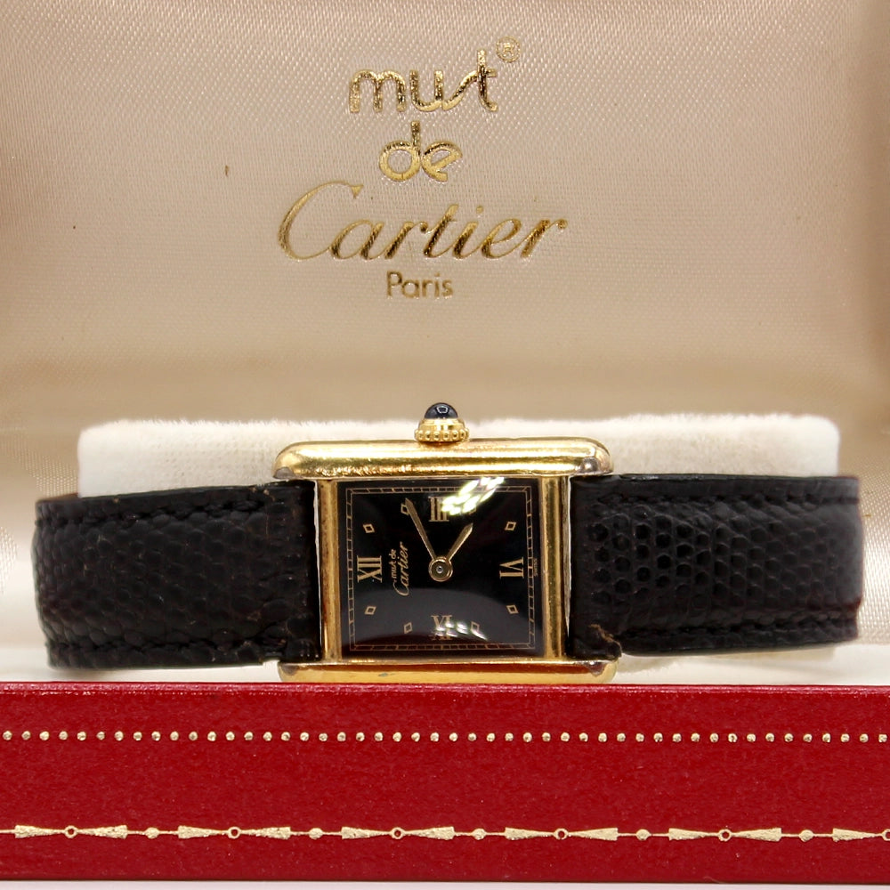 Must de Cartier Vermeil Tank Ladies Watch with Box and Docs SIZE 6.75