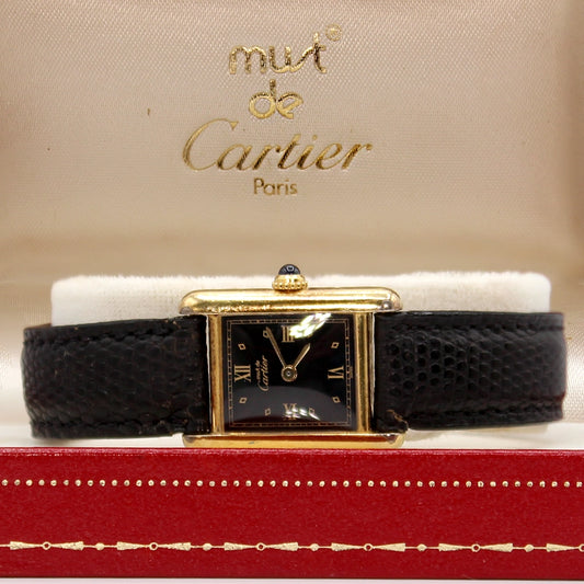 Must de Cartier Vermeil Tank Ladies Watch with Box and Docs SIZE 6.75