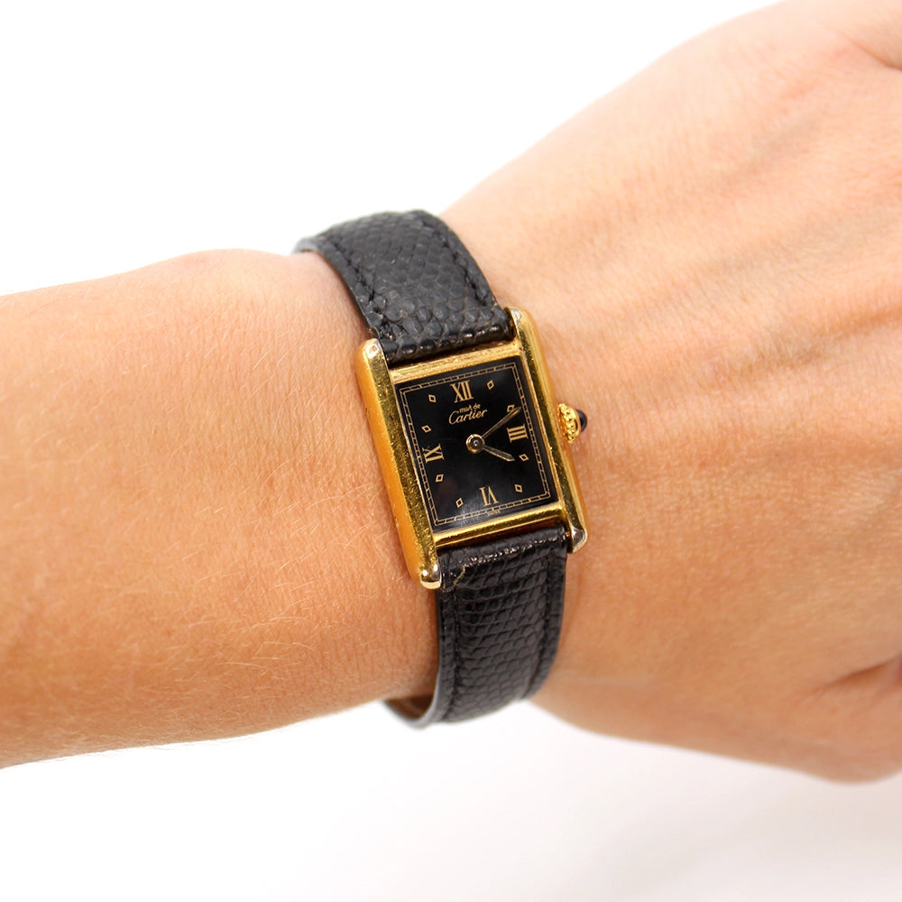 Must de Cartier Vermeil Tank Ladies Watch with Box and Docs SIZE 6.75