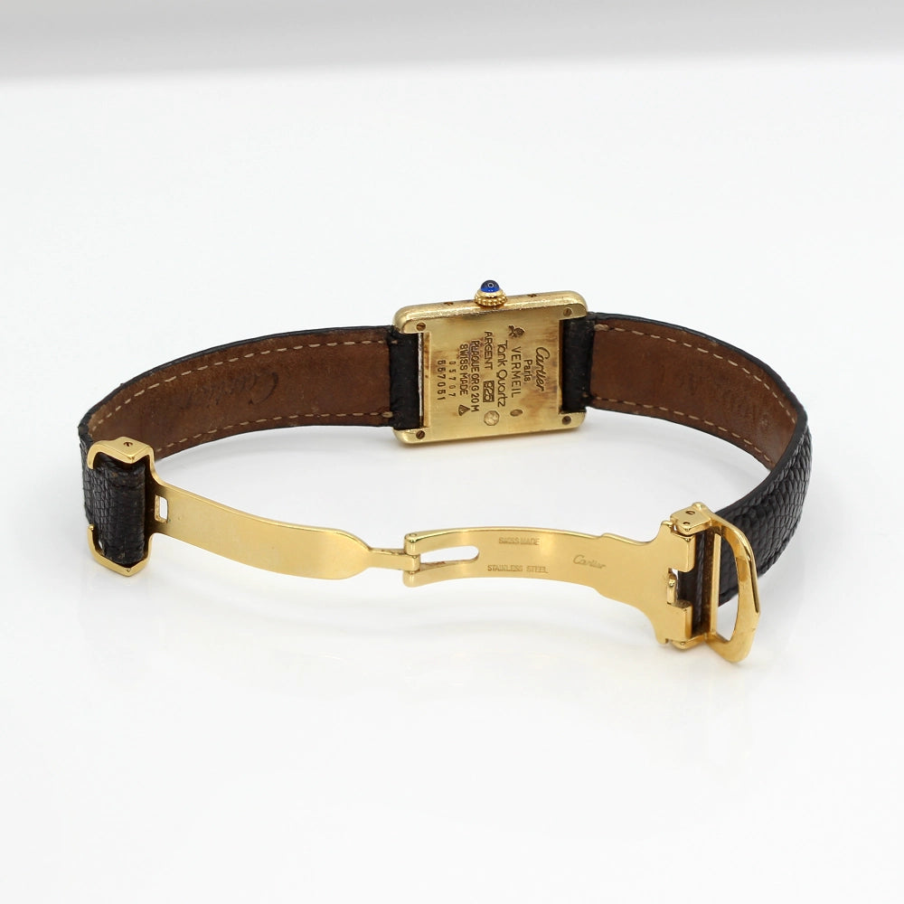 Must de Cartier Vermeil Tank Ladies Watch with Box and Docs SIZE 6.75