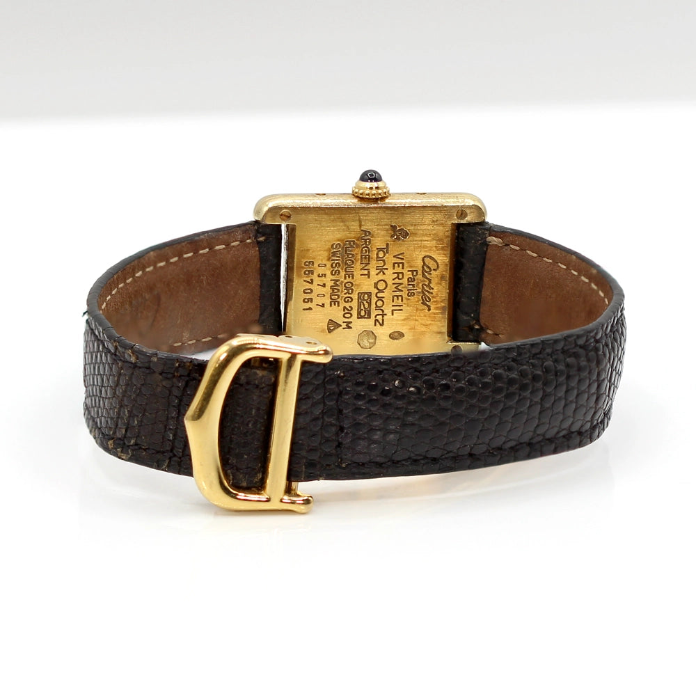 Must de Cartier Vermeil Tank Ladies Watch with Box and Docs SIZE 6.75