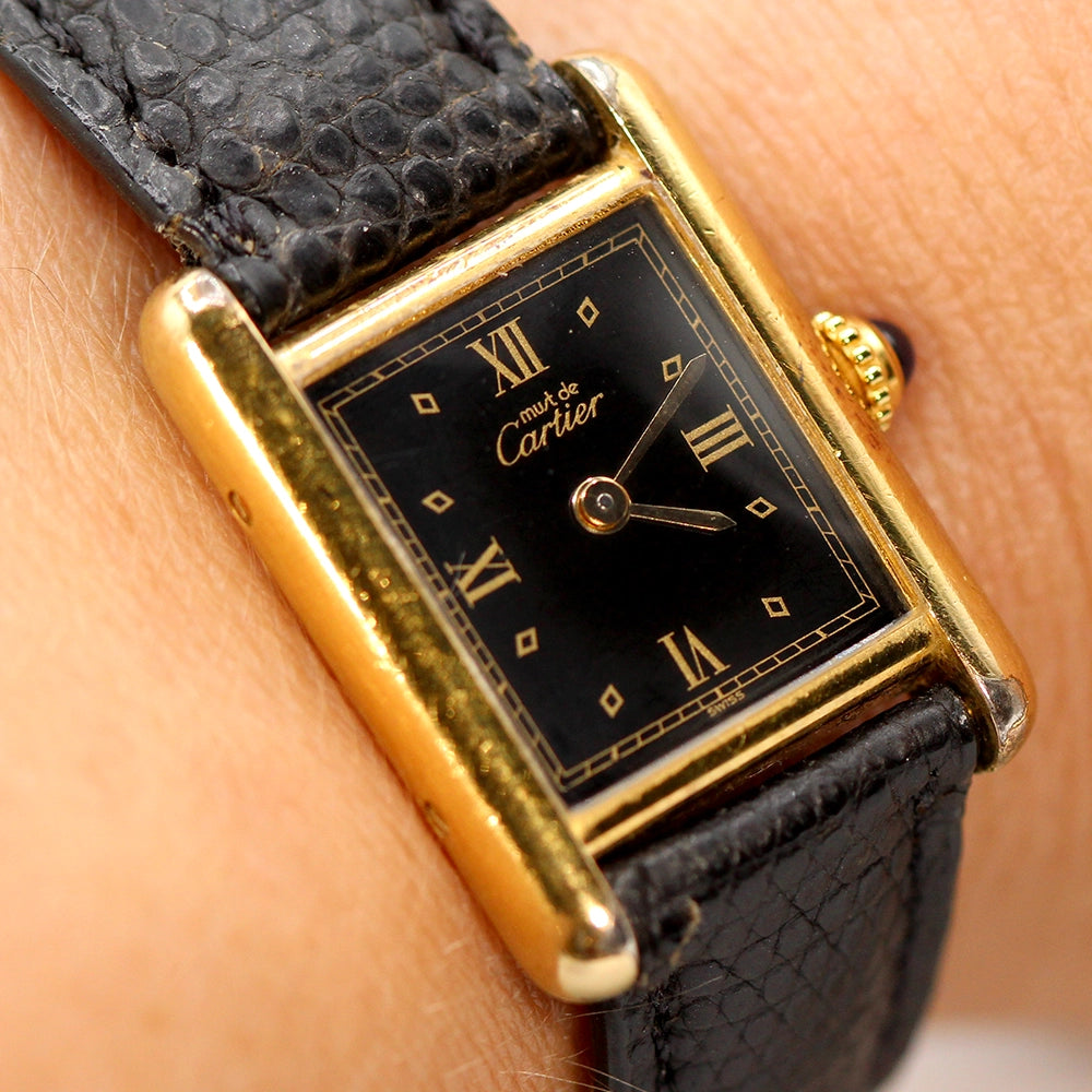 Must de Cartier Vermeil Tank Ladies Watch with Box and Docs SIZE 6.75