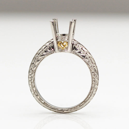 NEW!! Vintage Coast Diamond Platinum and 18K Yellow Gold Mounting SIZE 6