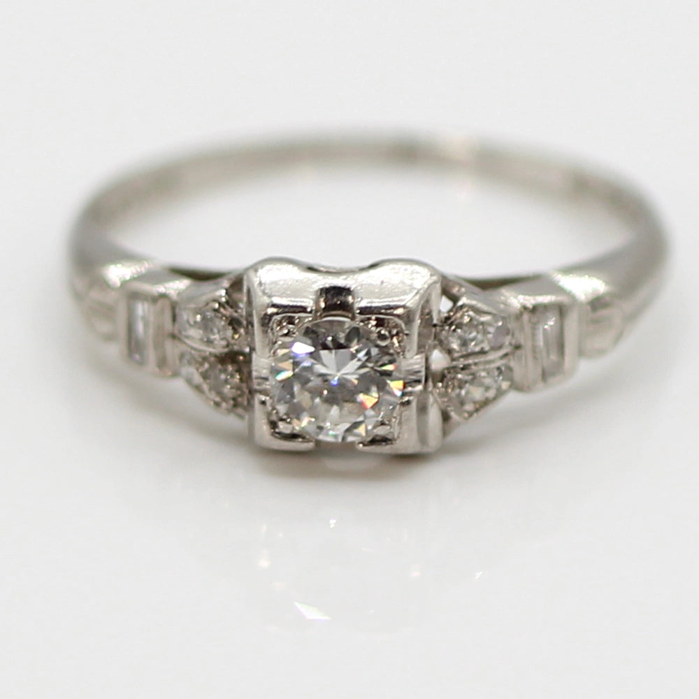 Vintage Art Deco Platinum and Diamond Ring SIZE 6.5