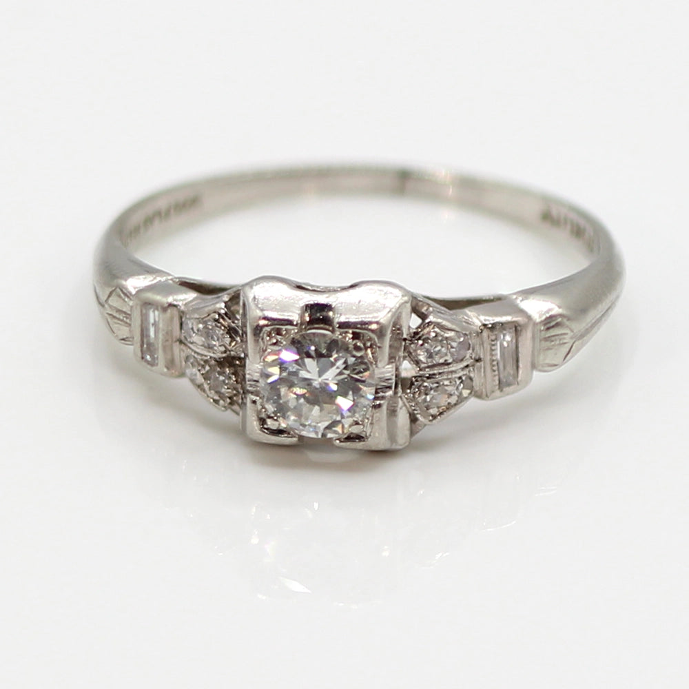 Vintage Art Deco Platinum and Diamond Ring SIZE 6.5