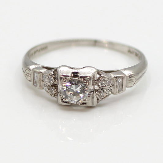 Antique Art Deco Platinum and Diamond Ring SIZE 6.5
