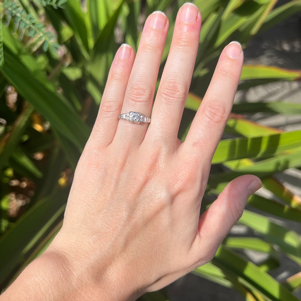 Antique Art Deco Platinum and Diamond Ring SIZE 6.5